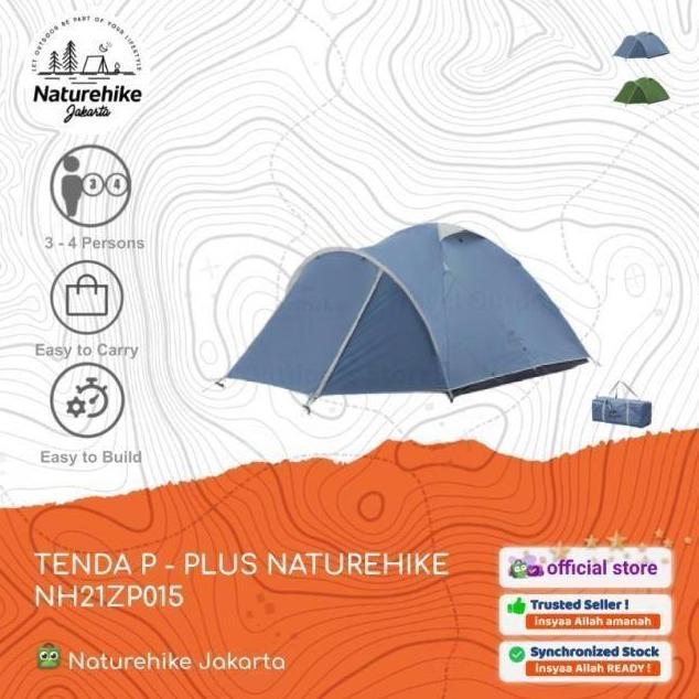 '' TENDA P-PLUS DOME CAMPING 4 ORANG DOUBLE LAYER NATUREHIKE NH21ZP015 *