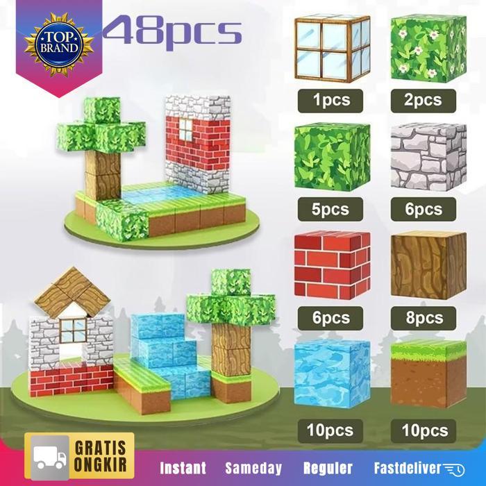 My World Minicraft Magnetic Blocks 48Pcs Magnetic Blocks Minecraft Magnetic Block Minecraft