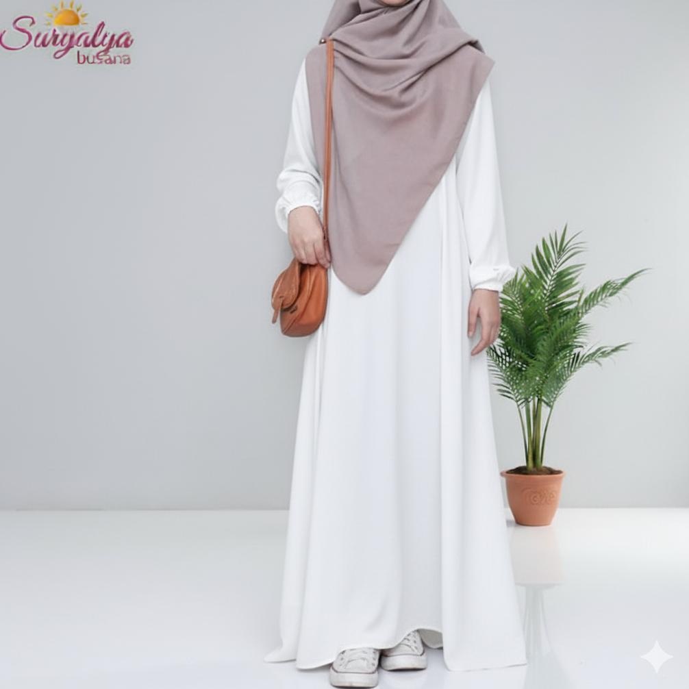 KUALITAS SUPER "Gamis Hitam Wolfis Premium Terbaru Wudhu Friendly Polos Simple"