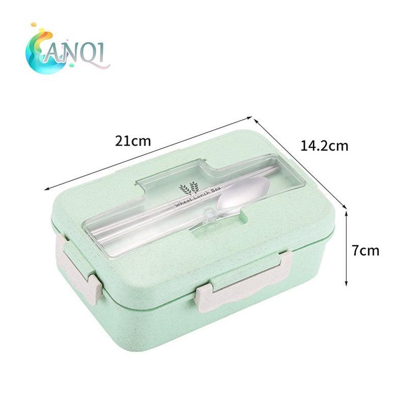 WAJIB PUNYA ANQI SHOPlunch box 3 Warna PP Jerami Gandum 1000 ml Lunch Box With Free Sendok BPA /VS