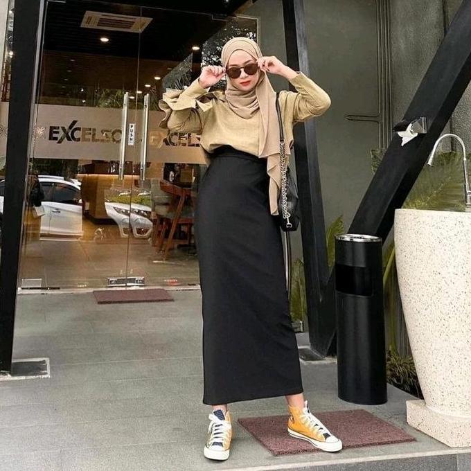 ROK SPAN BABAT LIDI - long skirt wanita plisket lidi Panjang Fit Bawahan Muslim