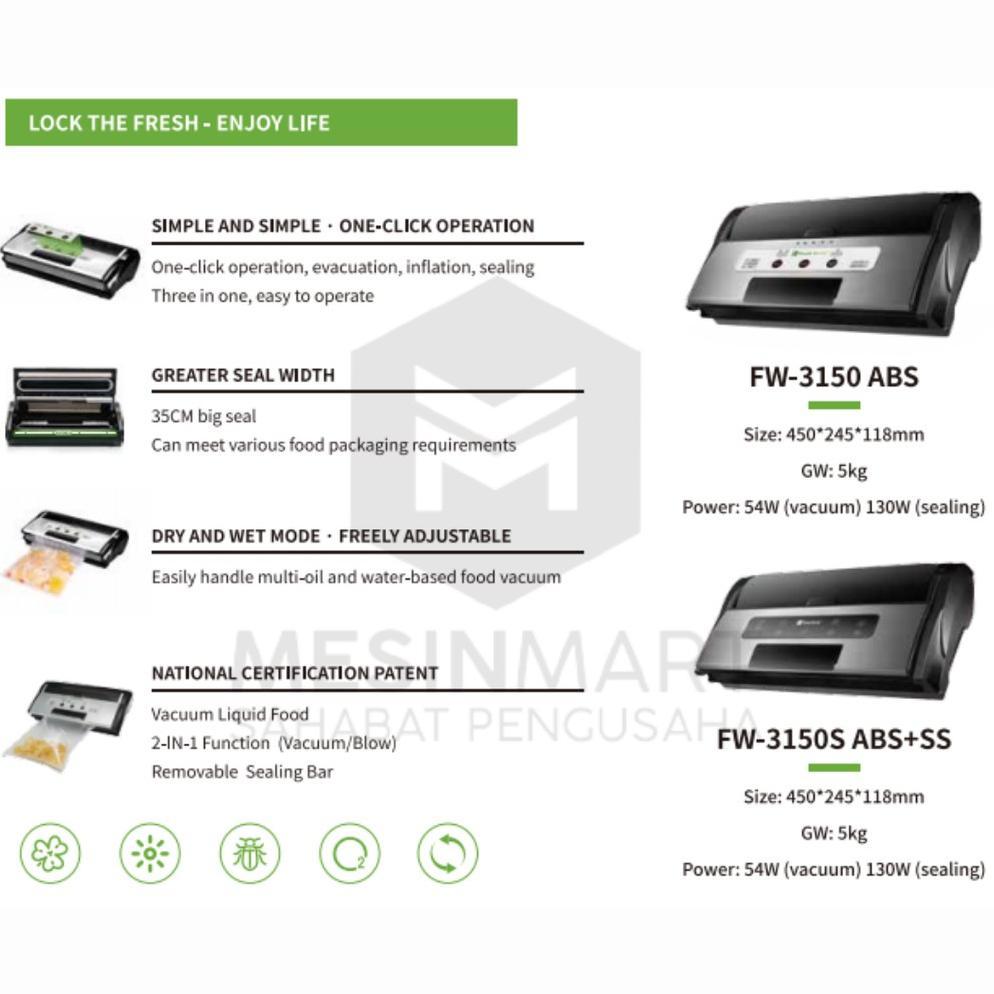 TERBARU Vacuum Sealer/ Pengemas Vakum FRESH WORLD FW-3150S FW3150S FW-3150/S (Bisa Basah & Tiup)