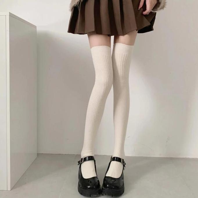 AQZEVUN Kaos Kaki Panjang Wanita Korean Style Y2k Trendy Fashion Kaos Kaki Panjang Tebal