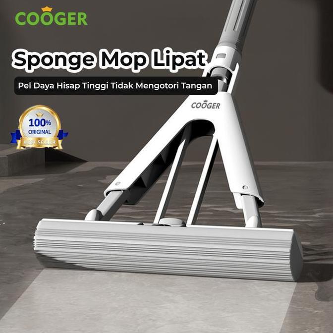 Allnew- Cooger Sponge Mop Alat Pel Busa Peras Lipat Otomatis Pel Spons Pva Cepat Lunak Pel Penyerap 