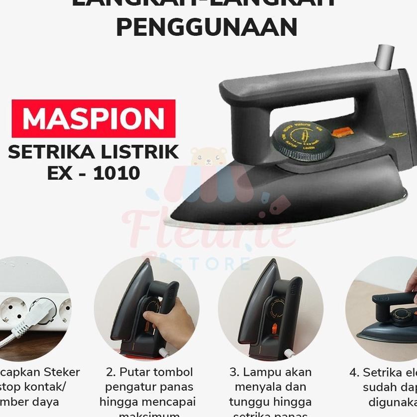 Setrika Maspion Original Ex 1010 Seterika Listrik Terbaru Anti Lengket Traveling Laundry Gosokan Baj