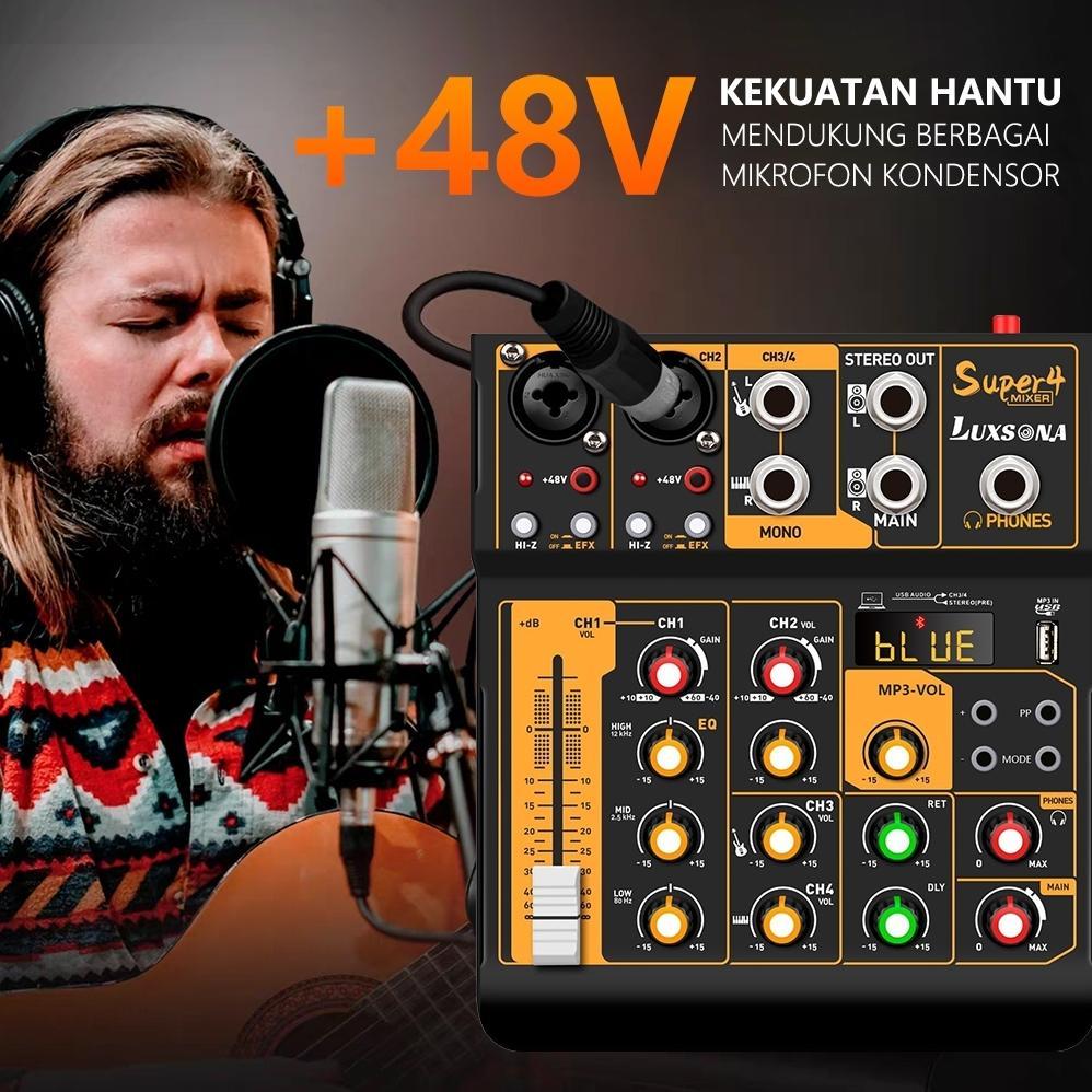 CUCI GUDANG 4 saluran mixer profesional/mixer audiomini/didukung USB/Bluetooth dayaphantom 48V mixer