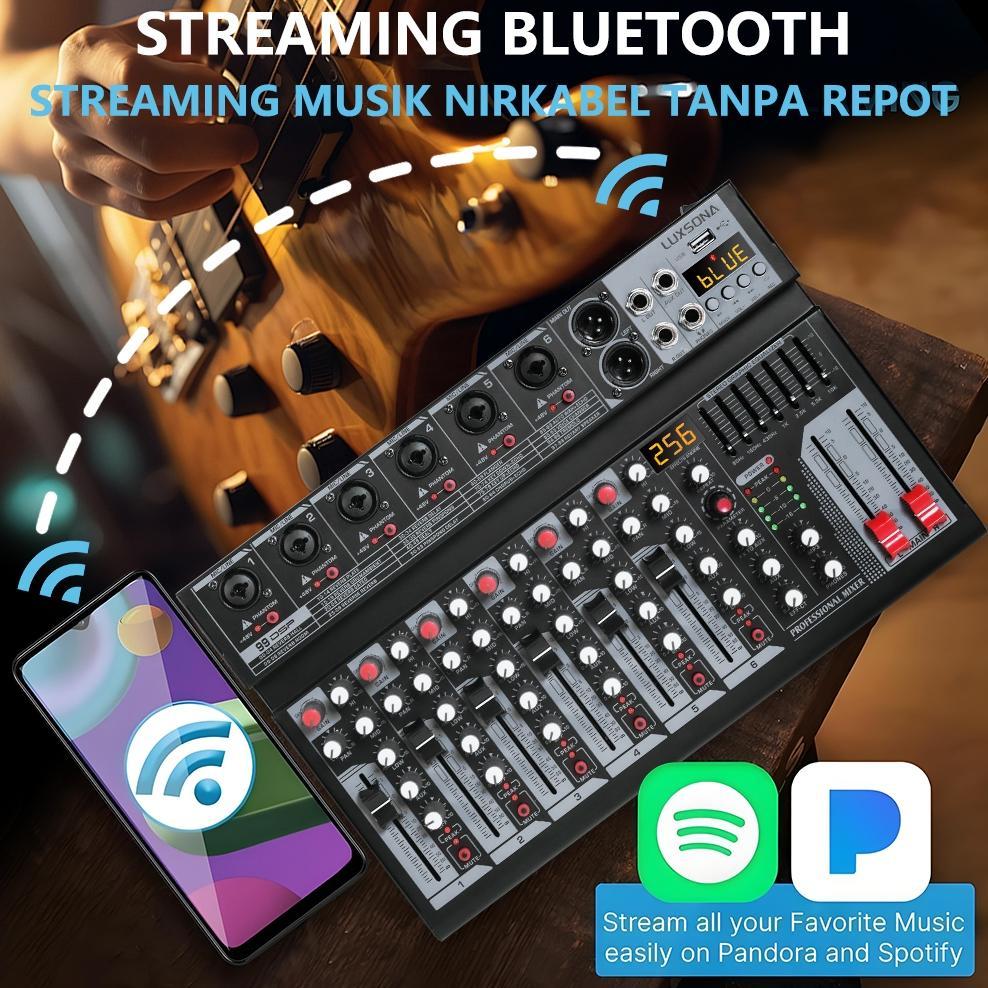 TERBARU LUXSONA Mixer Audio 256DSP digital profesional 4/6 channel mixer mendukung USB mixer Bluetoo