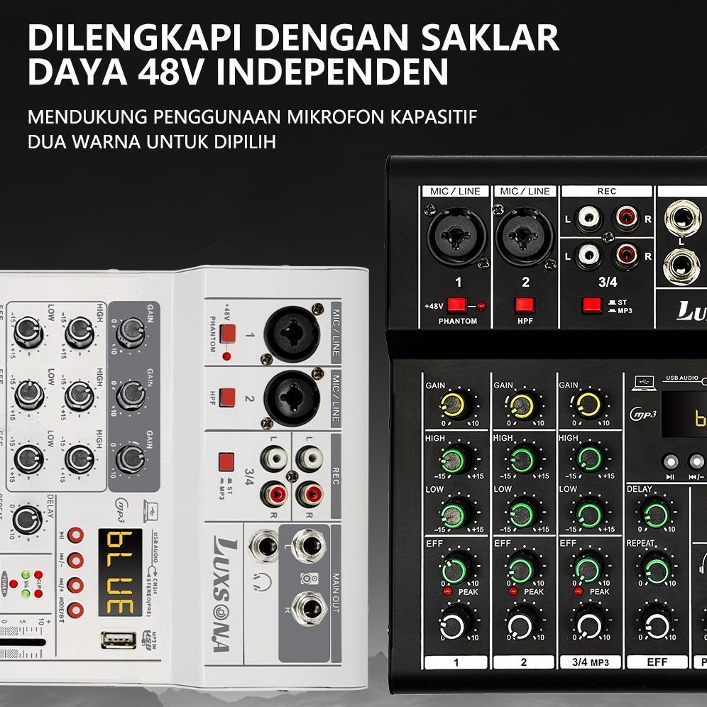 Sale LUXSONA Mixer 4 Channel Audio Mixer Mini Soundcard USB Bluetooth mixer murah cuci gudang menduk