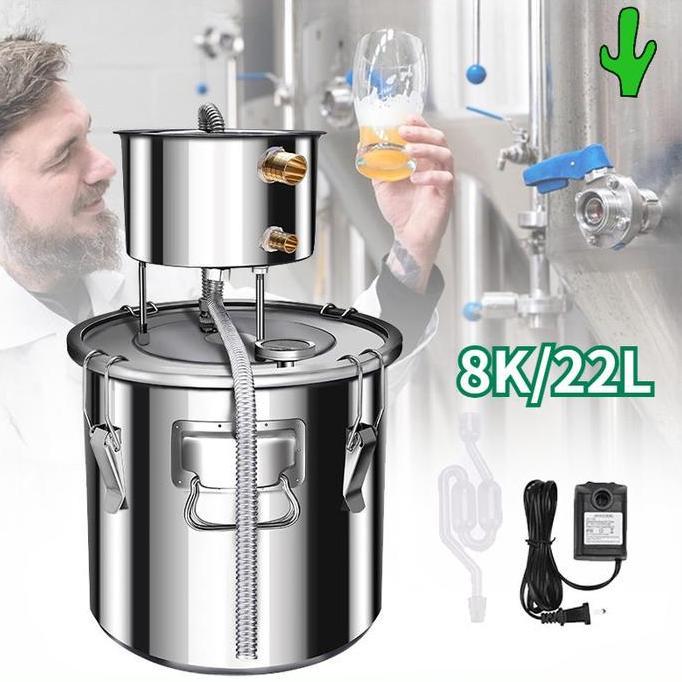 RGPOTZ 8K 22L Alat Penyulingan Destilasi Alkohol 304 Stainless Steel Destilasi Set Penyulingan