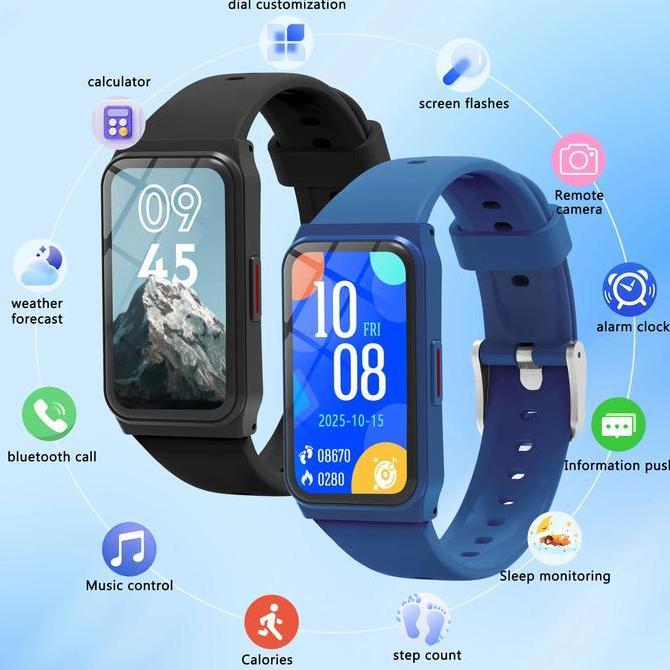 M8 Smartband dengan Monitor Tidur & Olahraga, Layar HD Jernih, Tali Silikon Tahan Lama untuk Gaya Hi