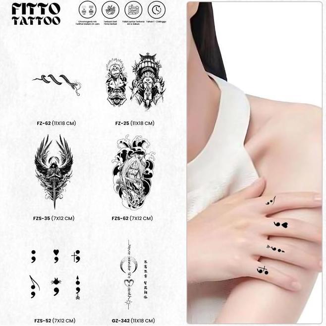 Stiker Tattoo Tatoo Lengan Tato Temporer Tatto Semi Permanen Fruitink Ular Semicolon
