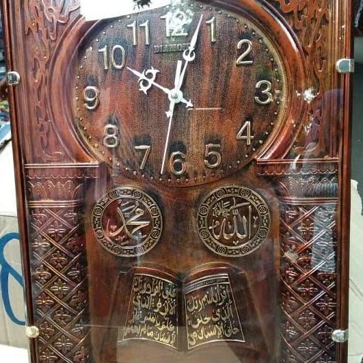 Jam Dinding Diamond Kaligrafi Emboss Printed Kotak Besar JUMBO