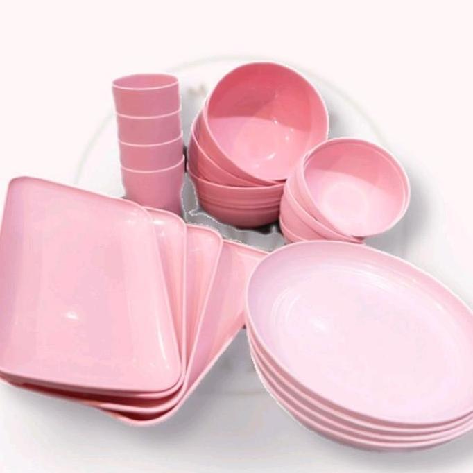 20pcs/set PIRING MANGKOK BASO SUP  GELAS PLASTIK WHEAT STRAW