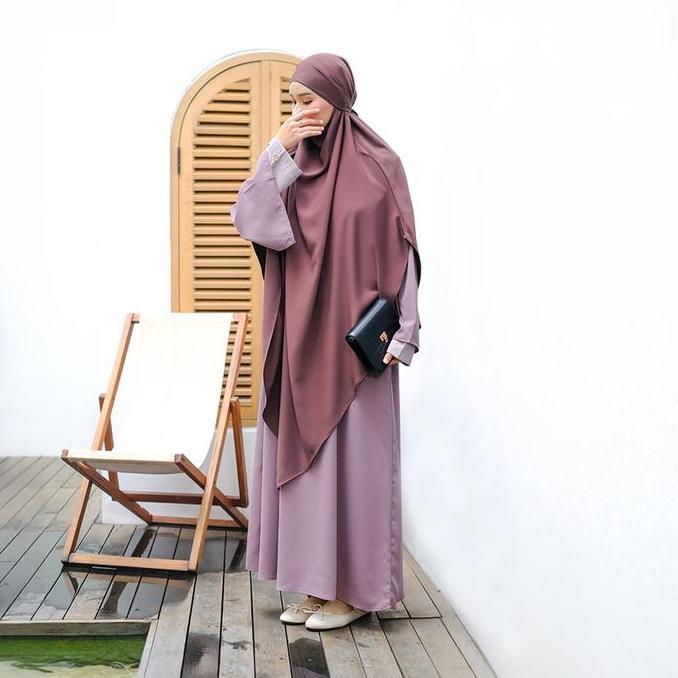 Gerai Hawa - Umrah Collection Eluna Gamis Abaya Busui & Wudhu Friendly Hawa Soft two tone Elegan Ter