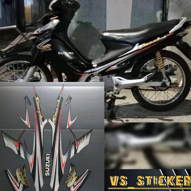 STRIPING STICKER LIST STANDART MOTOR SMASH R 110 NEW 2008 MERAH HITAM BIRU PUTIH Motorcycle