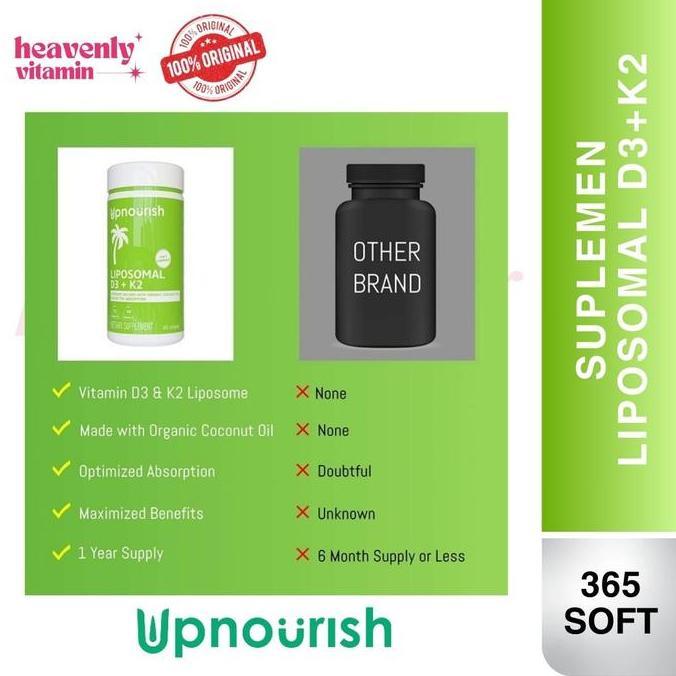 Mns- Upnourish Liposomal Vitamin D3 5000 Iu + K2 100 Mcg Vit D3 K2 - 365 Softgels
