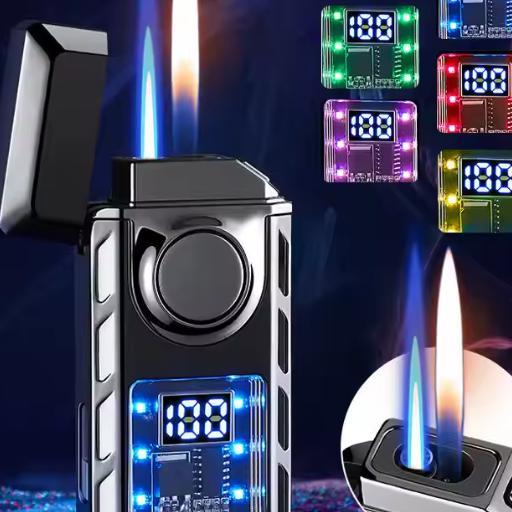 Korek Api Gas Elektrik Cas 2In1 2 Api Las Lilin Double Flame Lighter Unik Isi Ulang Plus Box - Sh300
