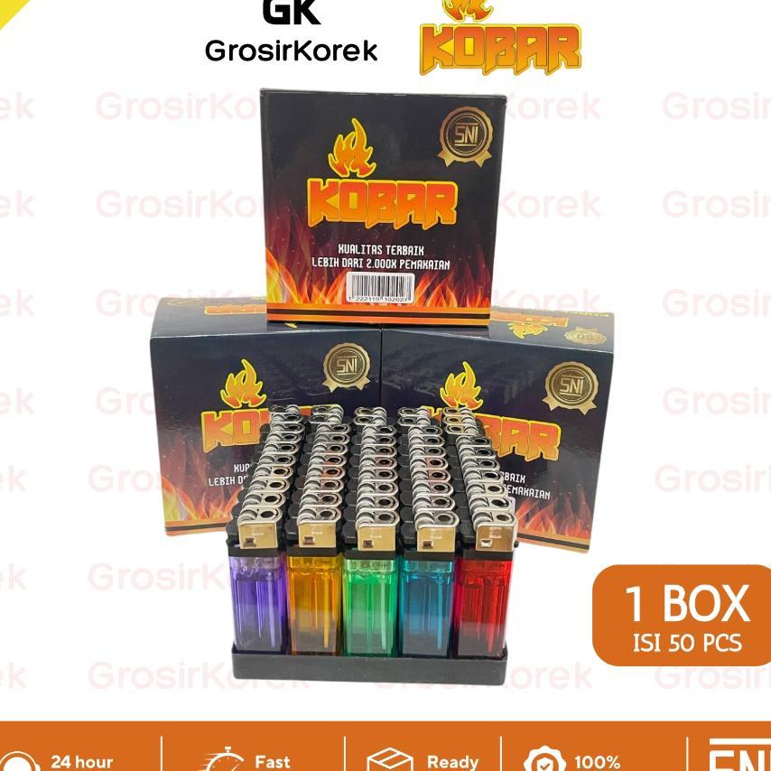 [Promo Korek Kobar Roda] Korek Api Gas Kobar - 1 Box Isi 50Pcs - Paket Korek Murah -  Korek 100% Lig