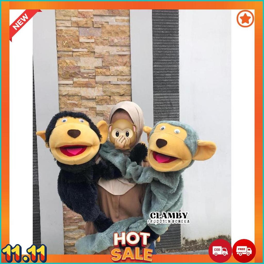 Boneka Dongeng Monyet Jumbo Hand Muppet Ventriloquist  Monyet Boneka Edukasi 1 Meter [J6]