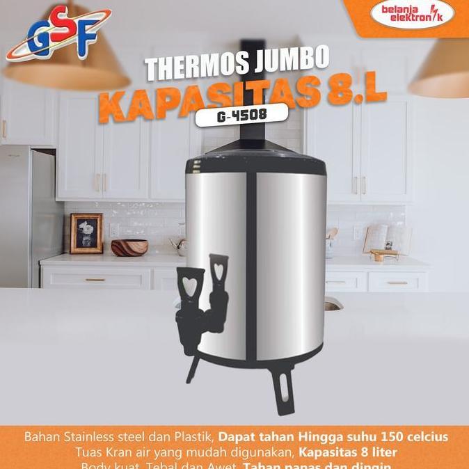 Thermos Jumbo 8 Ltr GSF G-4508  Water Jug Dispenser Stainless