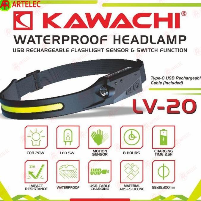 Senter Kepala KAWACHI LV-20 | LV20 Slim COB LED 20W Senter Sepeda