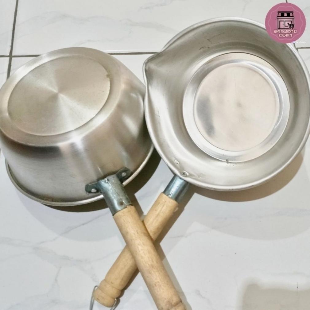 bestpromo panci susu gagang kayu alumunium stenlis