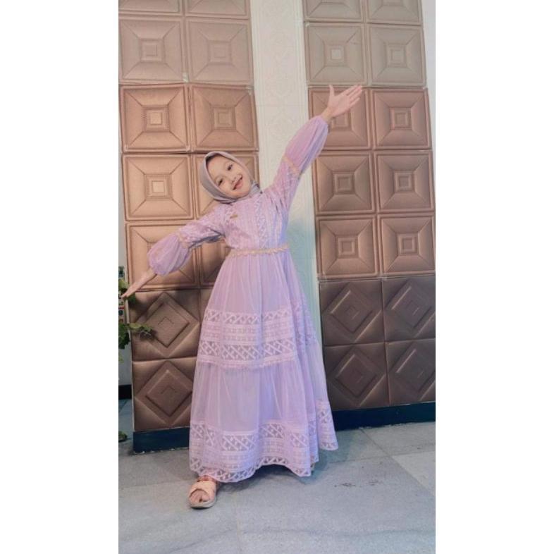 100% AMAN Gamis Brukat Ohc Shanum untuk anak perempuan umur 3-15 tahun 2026
