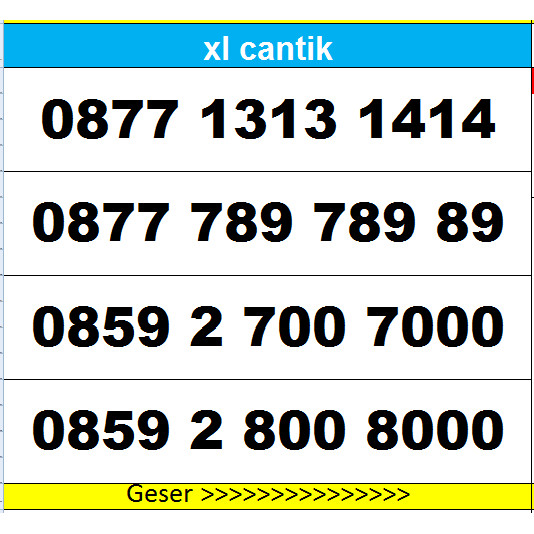 nomor cantik xl hoky 8989