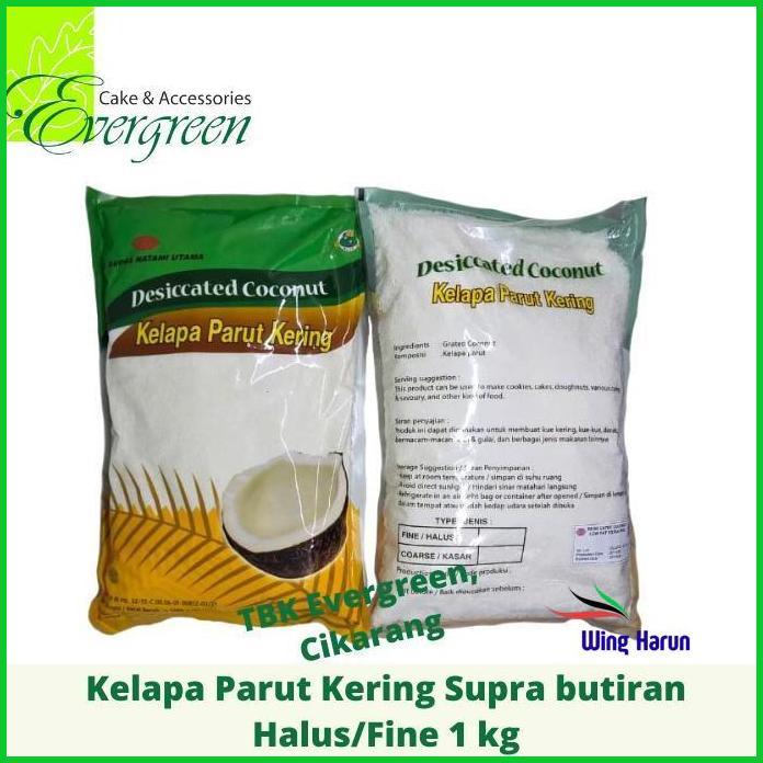 terlaris kelapa parut kering supra butir halus/fine berat 1kg