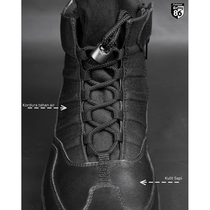 ARMY86 PDL Cygnus sepatu pdl tactical pendek lantas / sepatu safety boots shoes pria hitam Kerja