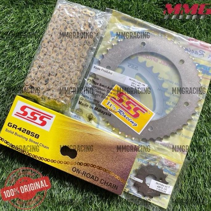 Murah Original Gear Sss Set 428 + Rantai Sss 428 Sb Untuk Motor Crf 150L / Crf 150, Crf Supermotorcr