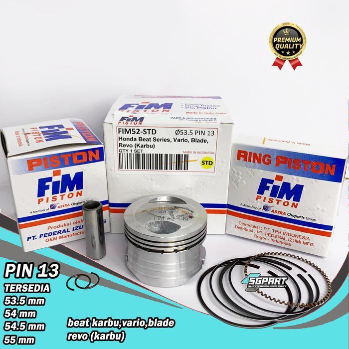 Seher Piston Set Fim52 53.5 54 54.5 55 Pin Pen 13 Vario Beat Karbu Blade Revo Abs Fim Izumi Original