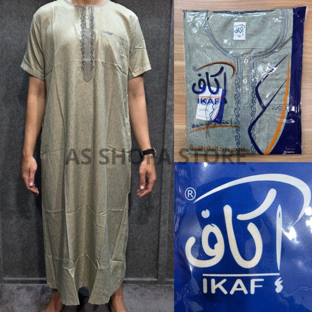 BESTPROMO Jubah Ikaf Gamis Ikaf Pria Saudi Dewasa Katun Lengan Pendek Original