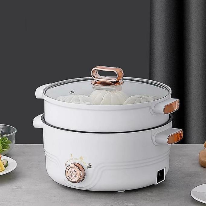 SISIVALARAM_ - PANCI MASAK LISTRIK SERBAGUNA 22CM ROSE/ALAT MASAK NASI GORENG TUMIS BAKAR SERBAGUNA