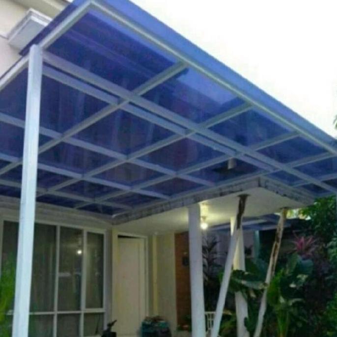 Kanopi Besi Galvanis 4 X 8 1.2 Mm Atap Solarflat 3 Mm Terpasang Untuk Rumah Modern Dan Tahan Lama