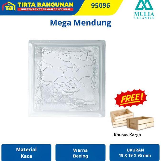 MULIA 95096 BATIK MEGA MENDUNG 19 X 19 X 9.5 CM GLASS BLOCK BALOK KACA GLASS BOX RUANG PINTU KAMAR K