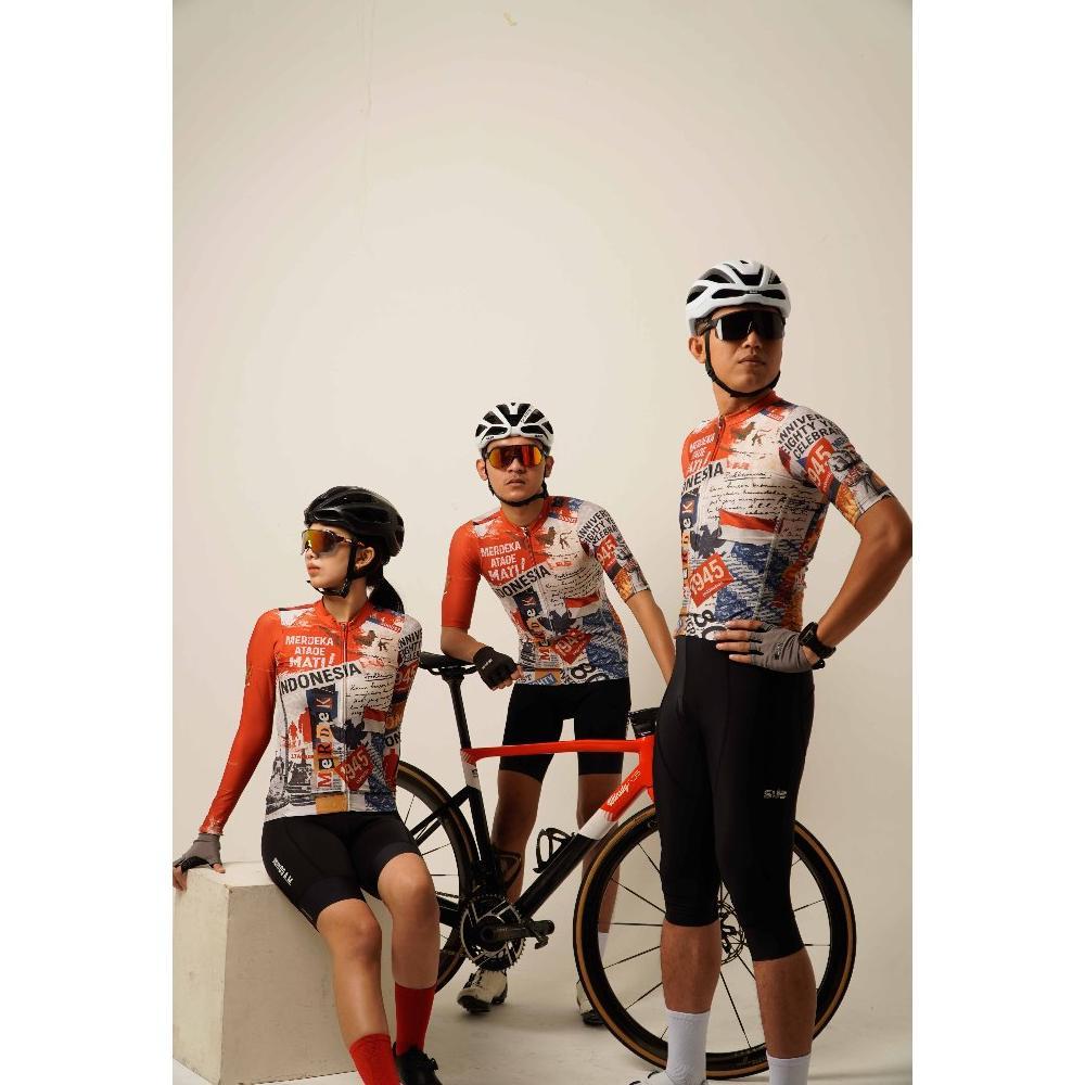 HOT DEALS SUB JERSEY VINTAGE INDONESIA UNISEX SHORT SLEEVE CYCLING JERSEY RED - JERSEY SEPEDA PRIA W