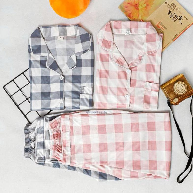 HOT DEALS AESTHETIC PIYAMA / UNISEX ALL SIZE / BAJU TIDUR SET / PIJAMA /  PIYAMA POLYESTER / PIYAMA 
