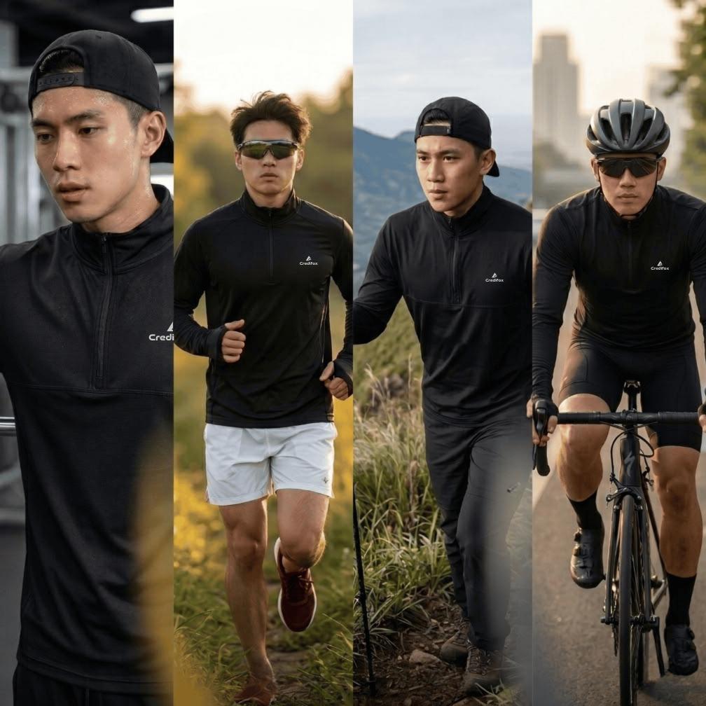 Best Sale Credifox Kaos Baselayer Pria Wanita Aksara Series - Baselayer Manset Olahraga - Baselayer 
