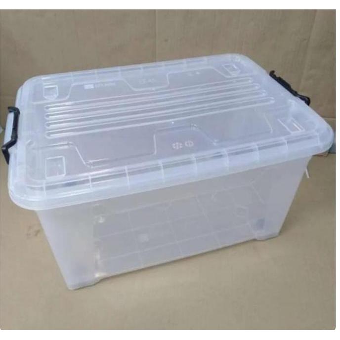 Box Container EZY 75 Liter Bening CB 75 Real Transparan Bening Rak Plastik Susun Shinpo Tebal Kuat M