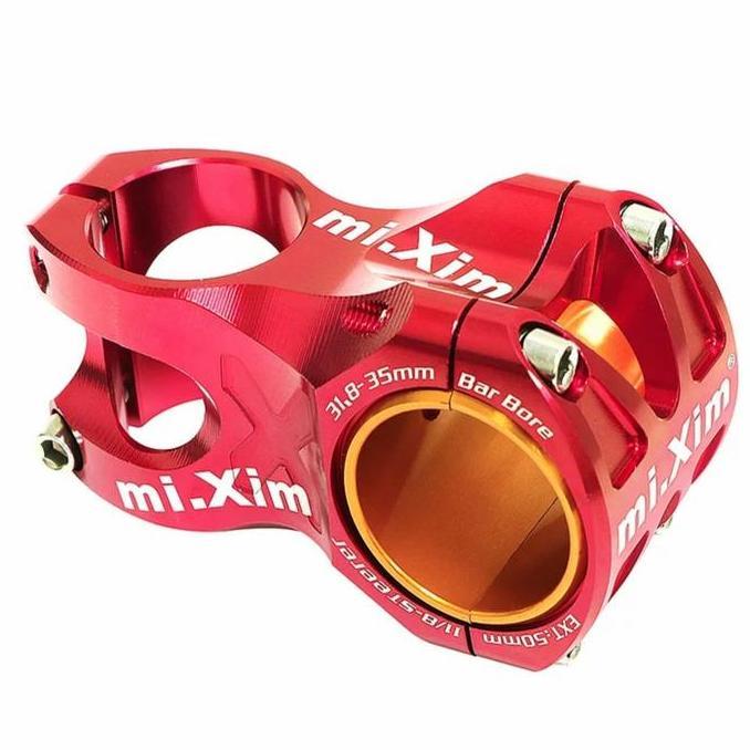Mixim Stem Sepeda Size 31.8mm Panjang 50mm Stem Handlebar Sepeda Merah
