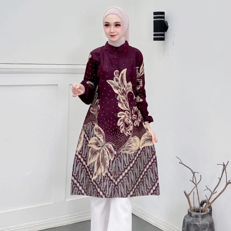 TERBARU Tunik Batik Wanita Modern Atasan Baju Batik Wanita Drees Batik Wanita Premium