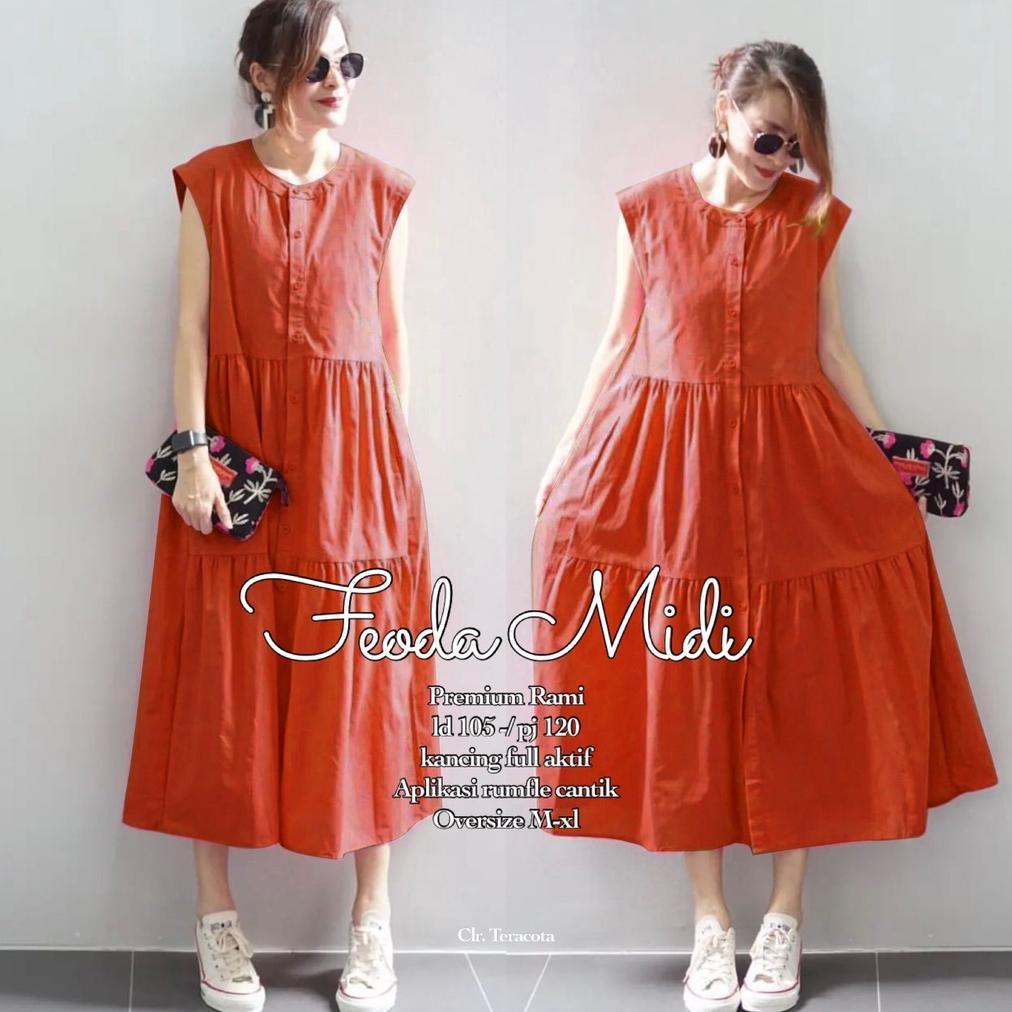 NEW MIDI DRESS KEKINIAN/ MIDI DRESS TERBARU/FEODA MIDI/BAJU MIDI TERBARU/BAJU KEKINIAN/ BAJU REMAJA/