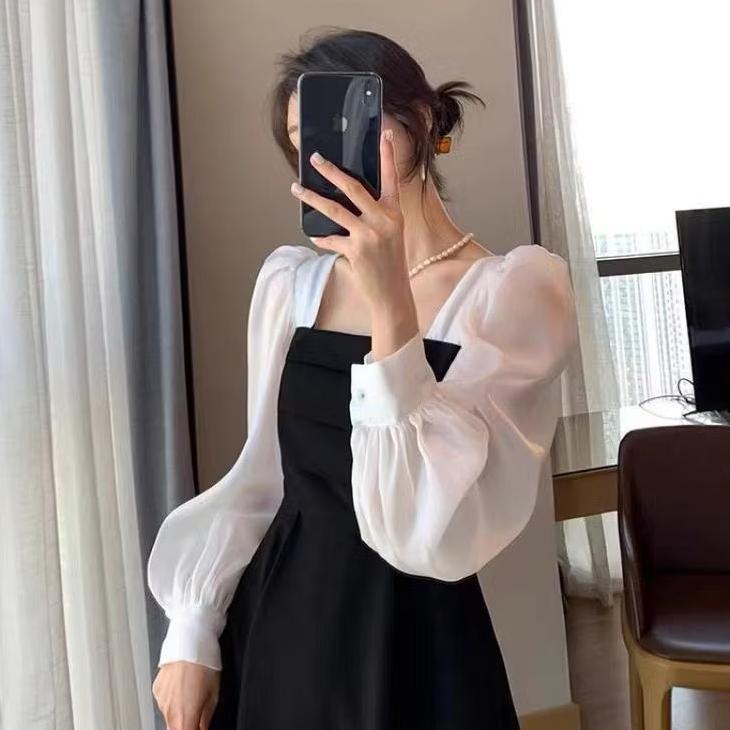 pengiriman cepat Dress Party Korean Style Gaun Lengan Panjang