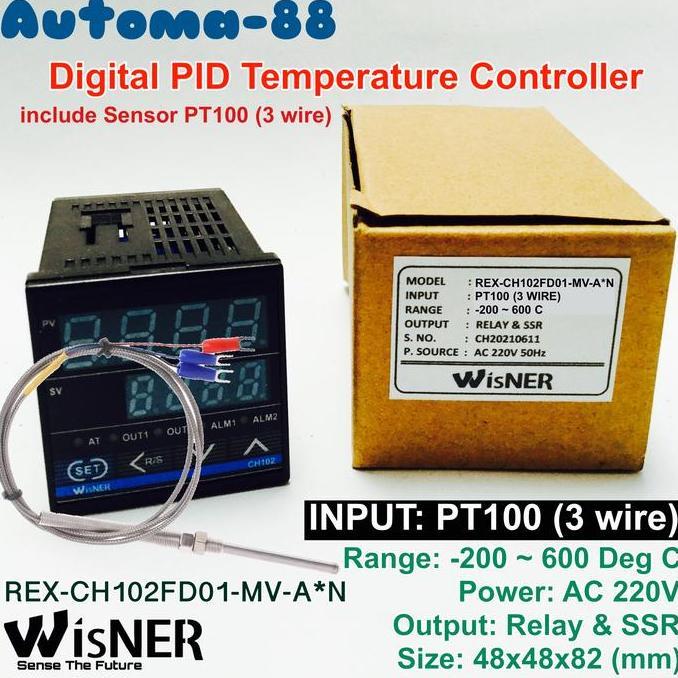 PAKET THERMOSTAT DIGITAL WISNER CH102 OUT RELAY DAN SSR INPUT RTD PT100 3 KABEL SIAP KIRIM