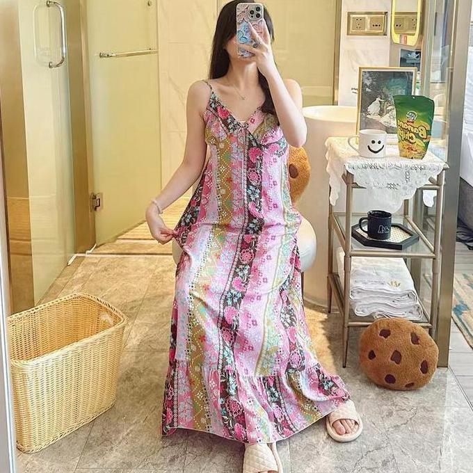 Kinie Daster Rayon Wanita Model Kesi Bahan Viscose Tali Satu Set Panjang Dress Kimono Busui Baju Tid
