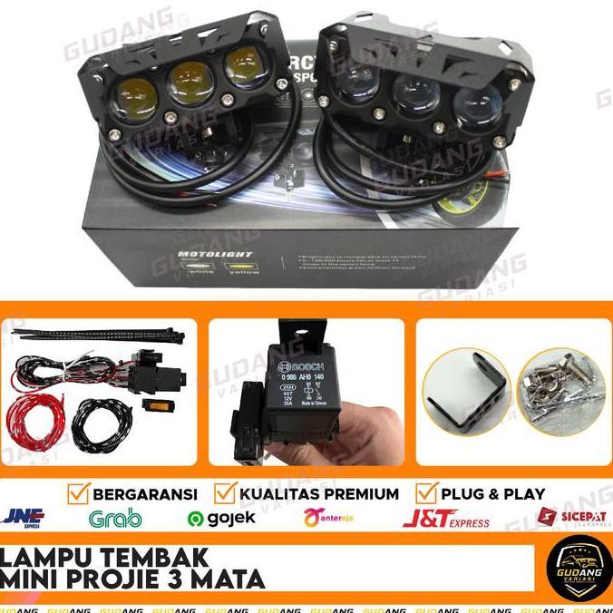 OK LAMPU TEMBAK MINI PROJIE 3 LENS *