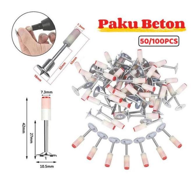 50/100Pcs Paku Beton Ramset Paku Ramset Beton Paku Tembak Beton Dan Besi Standart Washer Besar Lurus