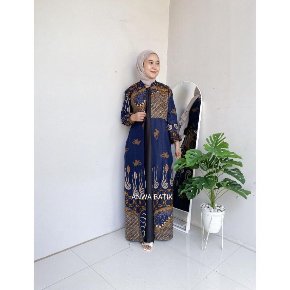 exclusive gamis batik mix moscrepe premium wanita busui terbaru gamis batik jumbo ld 130cm