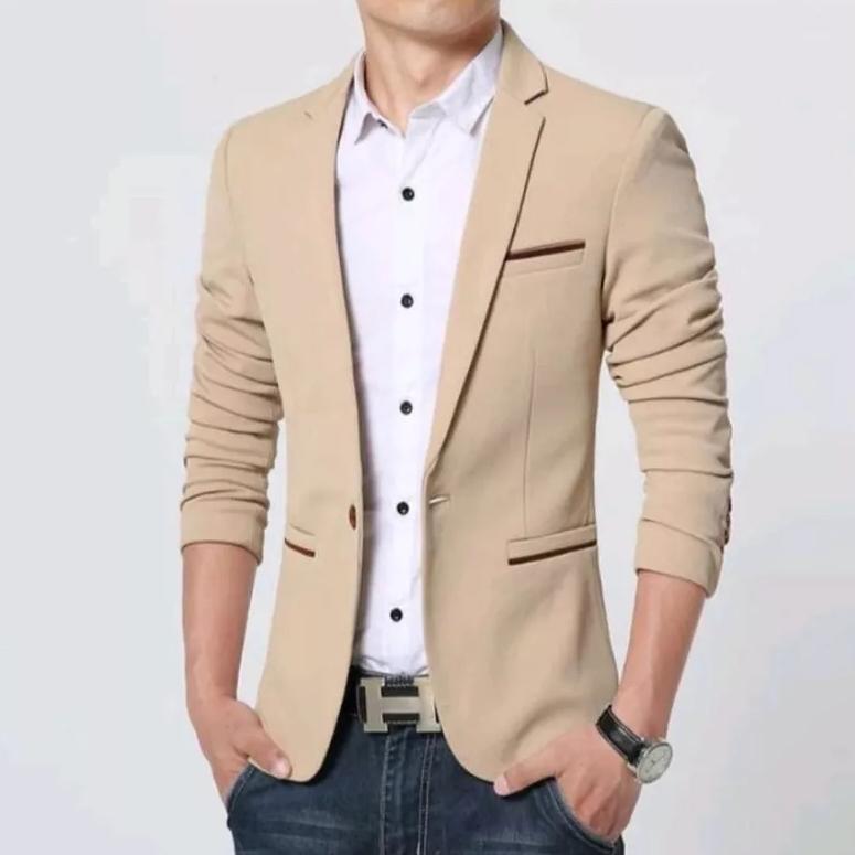 NEW PRODUCT Jas pria Blazer Jas formal pria Jas blazer pria saku tanpa tutup kancing 1